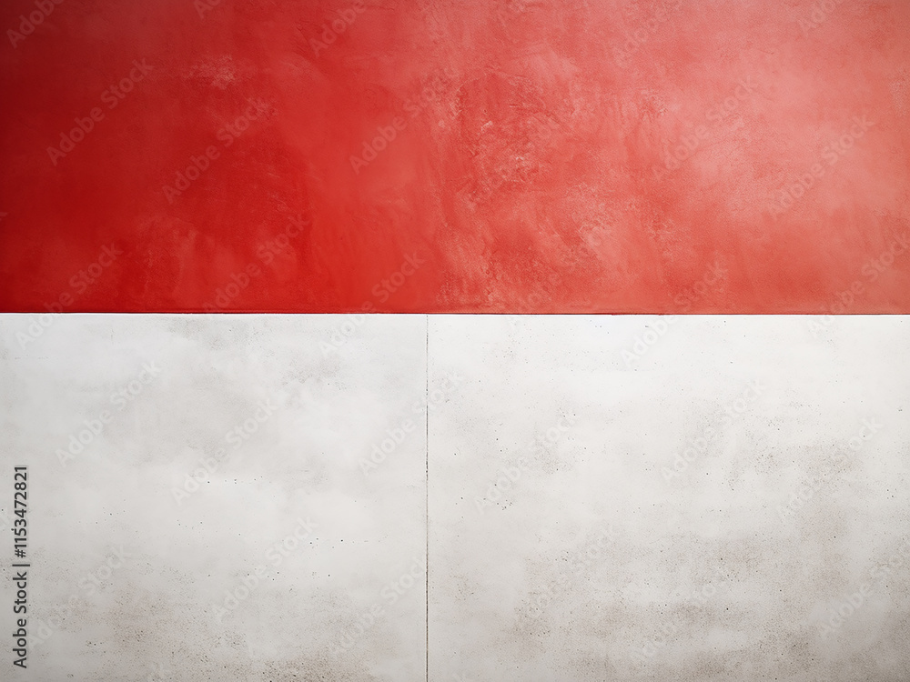 Poster white and red plaster wall texture with abstract architectural patterns for a dynamic effect