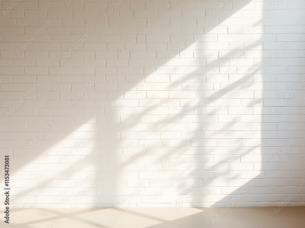 Poster white brick wall with light and shadow effects creating an abstract side view image