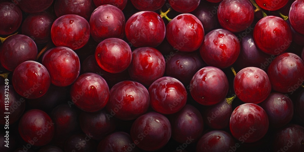 Poster close up view showcasing a large amount of red grapes, highlighting their vibrant color and texture.