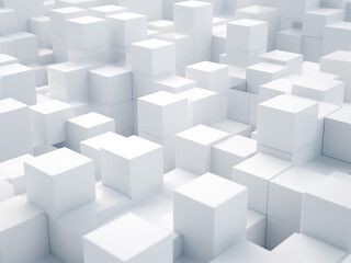 Obraz premium White cube structures in a futuristic abstract design with 3D rendering