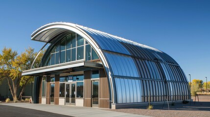 Curved Metal Roofing in Building Structure