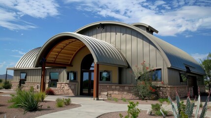 Curved Metal Roofing in Building Structure
