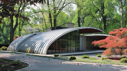 Curved Metal Roofing in Building Structure