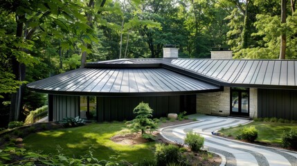 Curved Metal Roofing in Building Structure