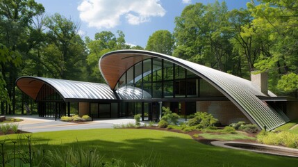 Curved Metal Roofing in Building Structure
