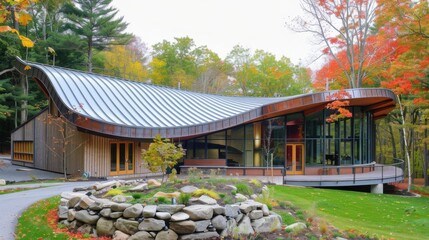 Curved Metal Roofing in Building Structure