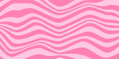 Abstract monochrome horizontal background with dynamic waves. Trendy vector illustration in style retro 60s, 70s. Pink  colors