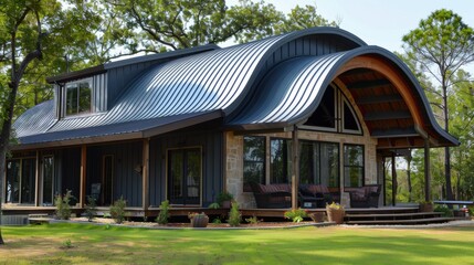 Curved Metal Roofing in Building Structure