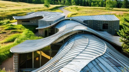 Curved Metal Roofing in Building Structure