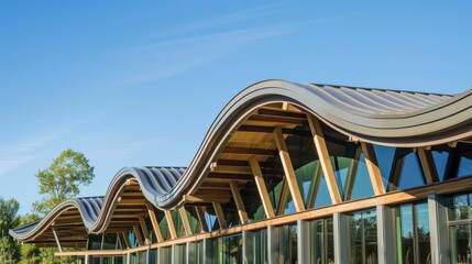 Curved Metal Roofing in Building Structure