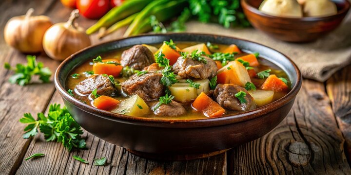 Hearty Irish Beef Stew with Potatoes and Carrots &ndash; Rustic Food Photography