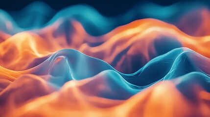 Obraz premium Fluid 3D Render: Vibrantly Colored Abstract Waves. AI Generated