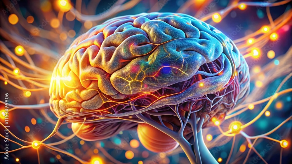 Poster high-resolution mri brain scan: detailed close-up of neural structures