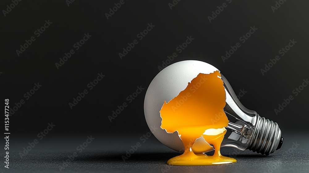 Poster light bulb is broken and an egg is inside of it