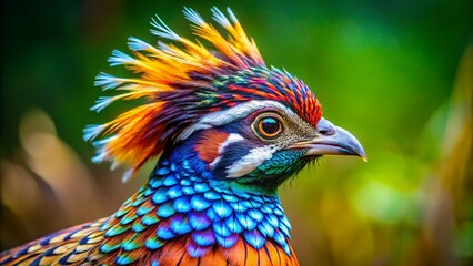 Fototapeta premium Hilarious Quail with Crazy Hairdo - Funny Bird Stock Photo