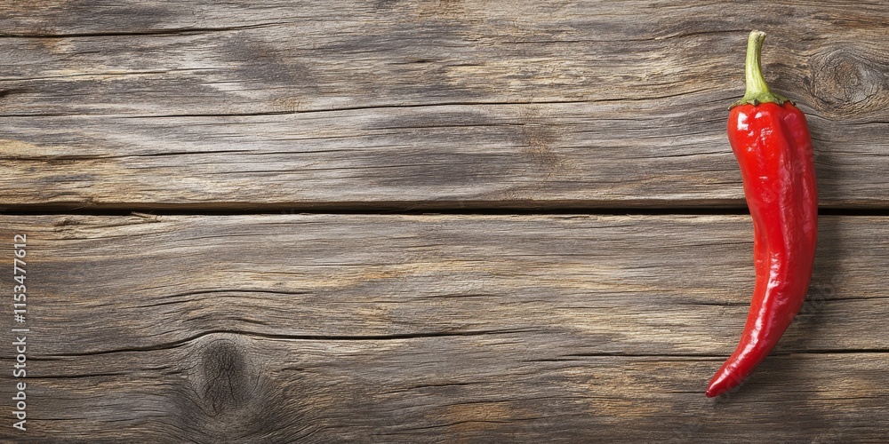Poster red chili placed on a rustic wooden background creates a vibrant visual. this red chili adds a pop o