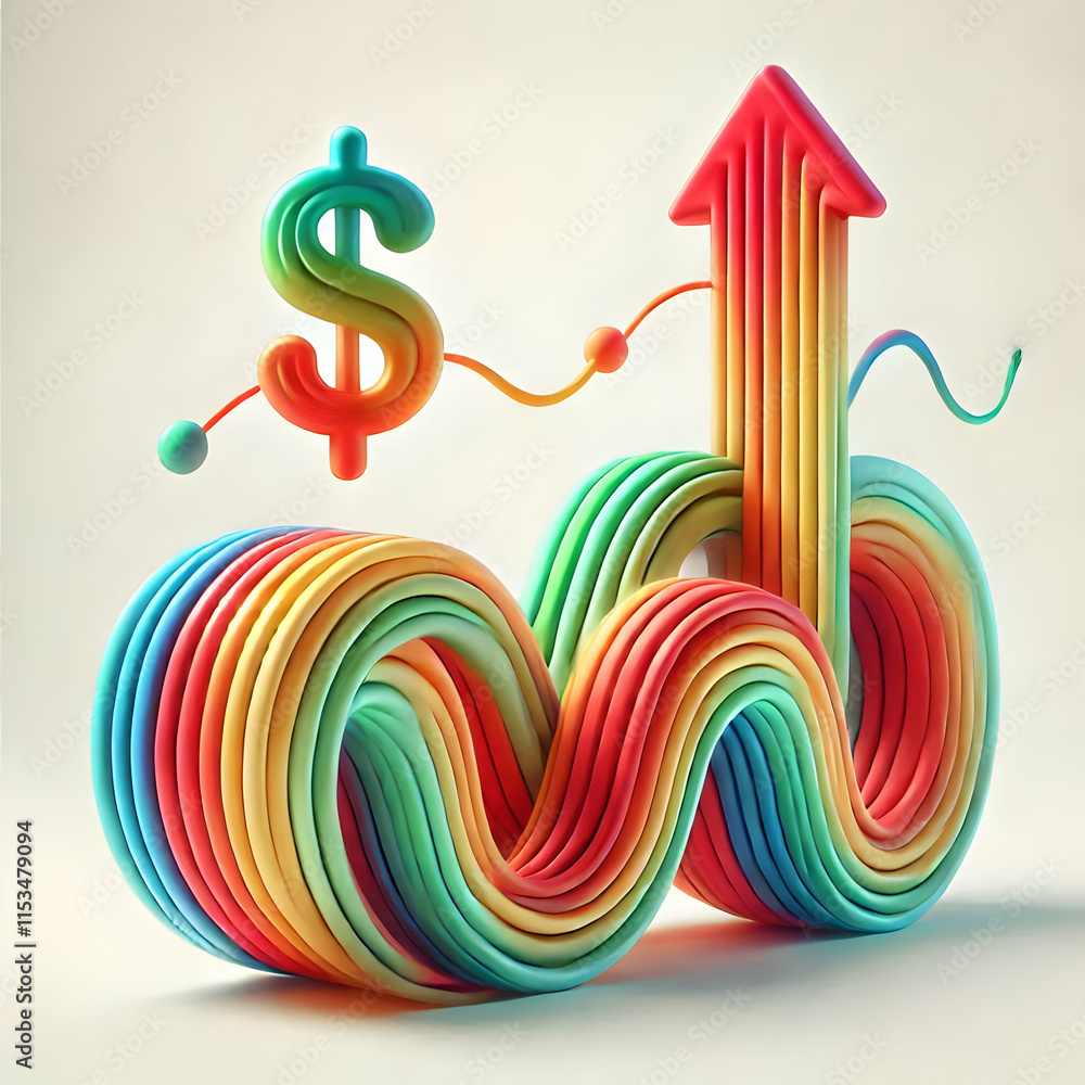 Poster 3d soft abstract financial growth curve concept as an artistic soft abstract image depicting a finan