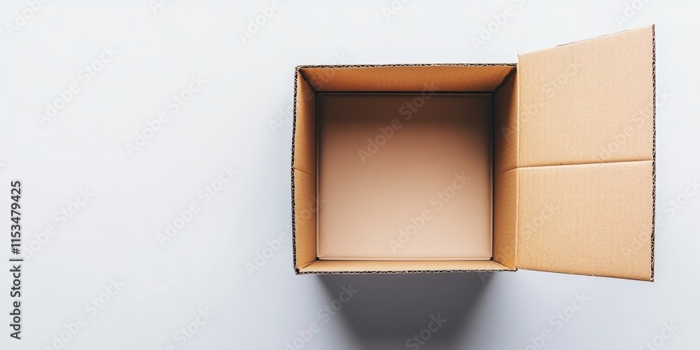 Poster an open cardboard box is set against a white background, creating a clear and distinct image of the 