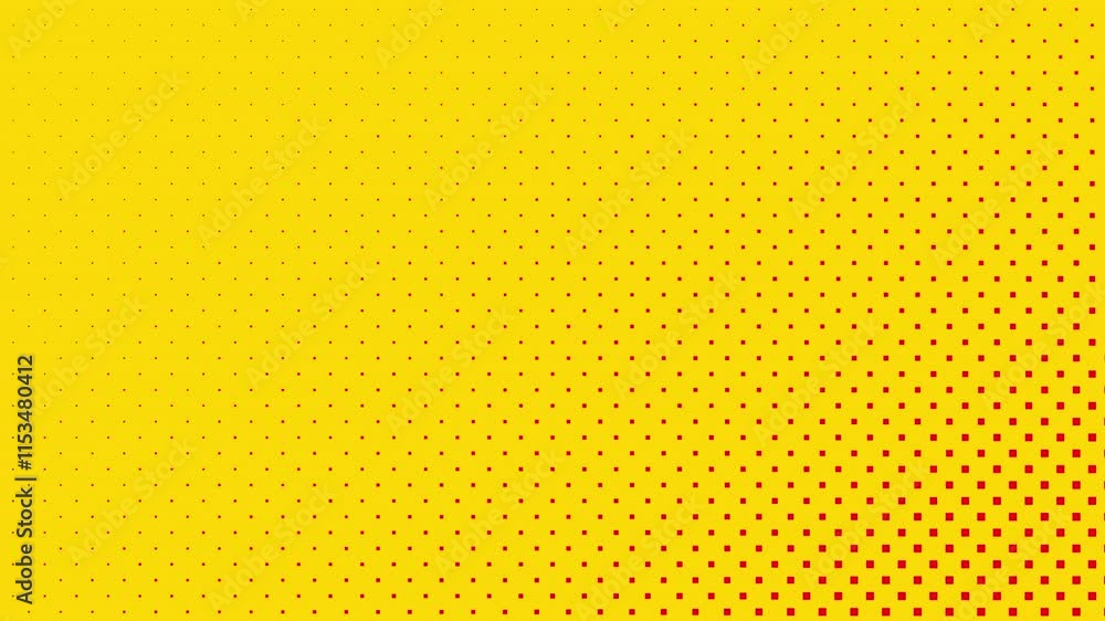 Poster abstract glowing yellow color halftone motion background. moving dots seamless loop. abstract animat
