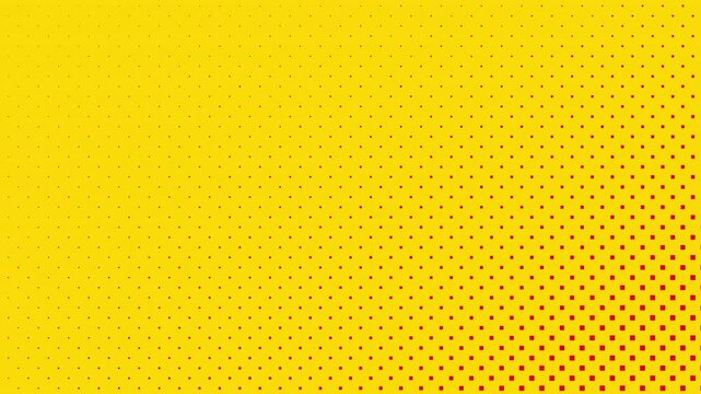 Abstract glowing yellow color halftone motion background. Moving dots seamless loop. Abstract animated dot texture background.	