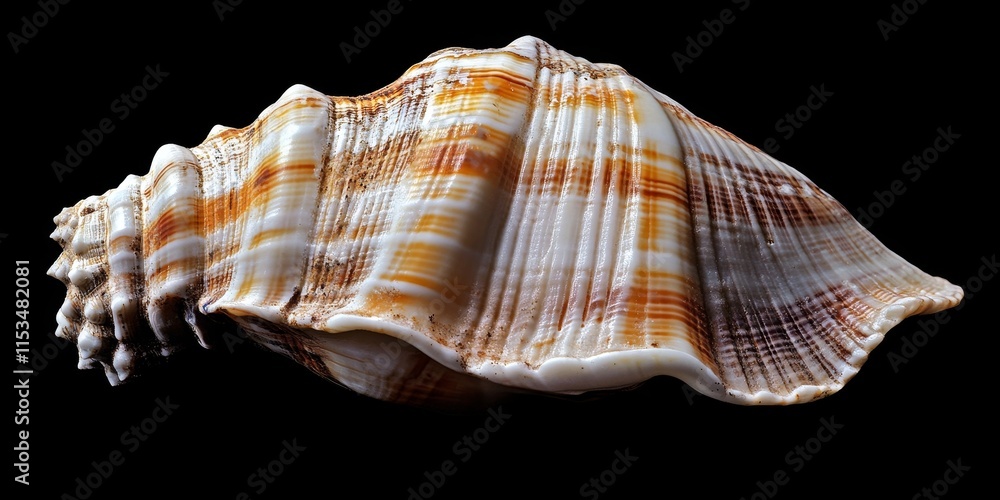 Poster isolated seashell displayed on a black background, highlighting the intricate details of the seashel