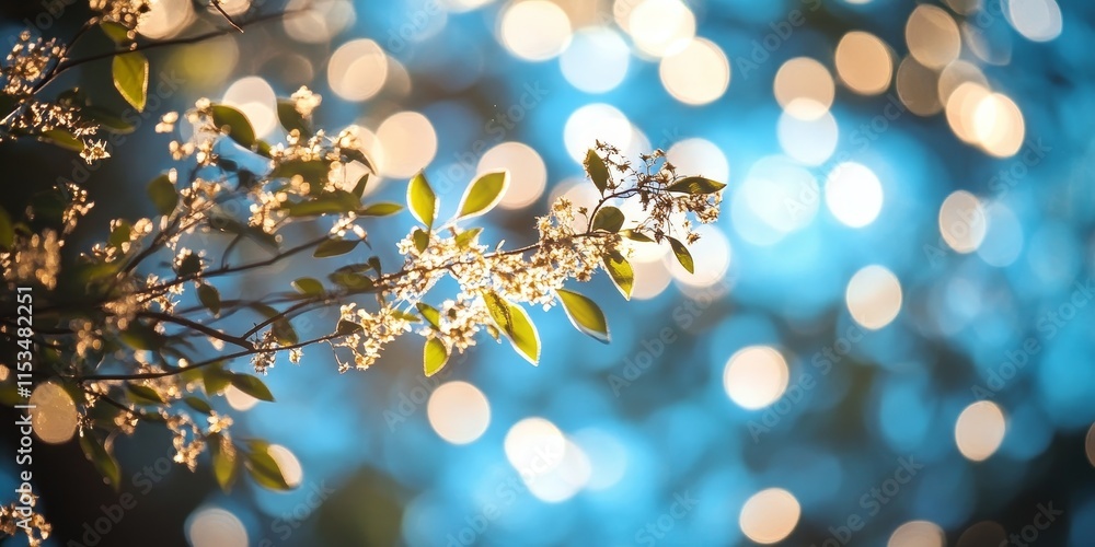 Poster bokeh picture capturing a stunning view of the sky and tree, showcasing a beautiful blend of nature 