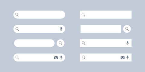 Set of Search Bar icon. internet browser search bar frame set. Search engine for UI UX design and web browser template. Collection of search box button address form and navigation bar elements.