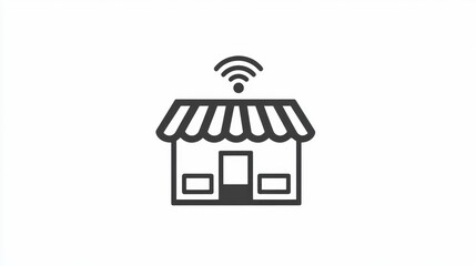 Obraz premium Minimalist Icon Representing a Retail Store with Wi-Fi Symbol