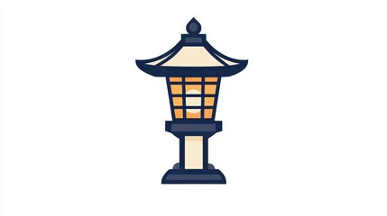 Traditional Asian Lantern with Illuminated Light Source Design