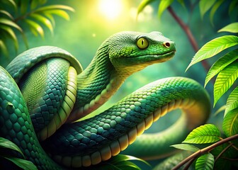 Fototapeta premium Jungle Snake Coloring Page: Vibrant Reptile Illustration for Kids, Ready to Color