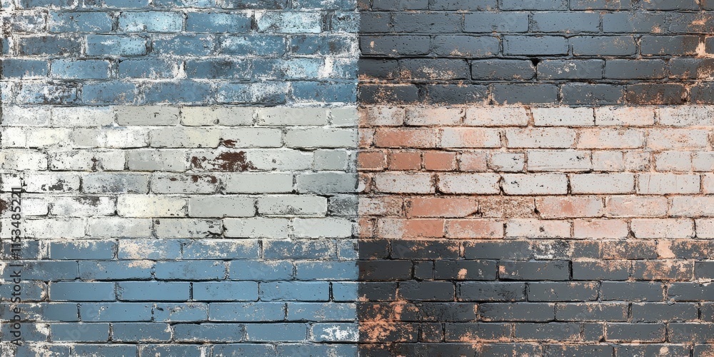 Poster texture of painted old brick serves as a captivating background or wallpaper, featuring two distinct