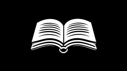 Open Book Icon on Black Background for Education and Learning