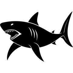 Great Shark Silhouette On White Background