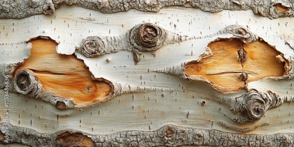 Poster detailed micro view showcasing the intricate textures and patterns of aspen tree bark, highlighting 