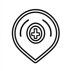 Medical Location Pin Icon for Health Care Services or Apps