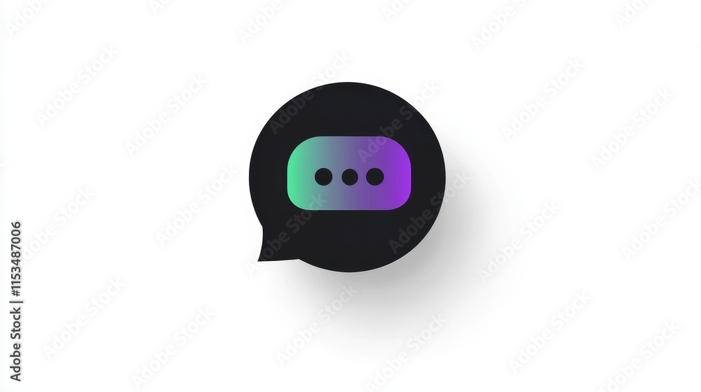 Poster colorful messaging icon with speech bubble on minimal background