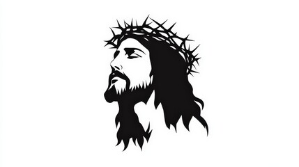 Black and White Illustration of Christ with Crown of Thorns