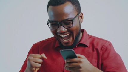 The Excited Man with Smartphone