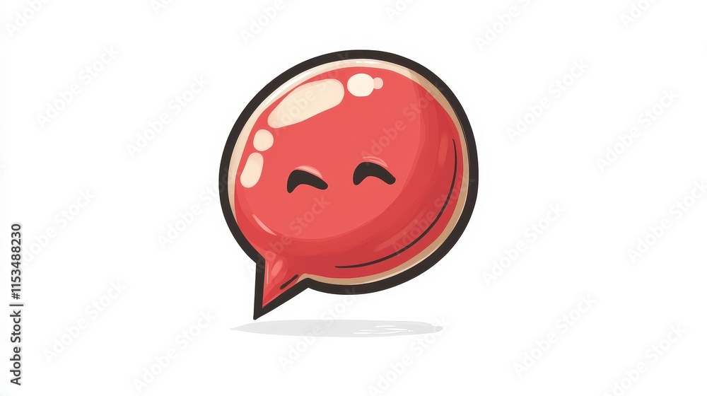 Poster friendly red speech bubble character with a happy expression