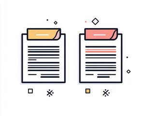 Colorful Document Icons with Curved Edges and Distinct Styles