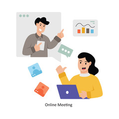 Online Meeting  concept vector illustration. Business Collaboration isolated on white Background. 