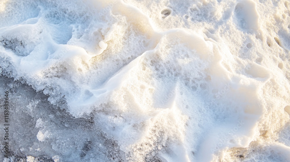 Poster abstract close up of snow melting, showcasing the intricate details and transformations as the snow 