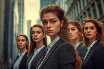 Group of professionally diverse, strong and united women in a modern working environment. image representing the resilience of women in the workforce in a modern, competitive society