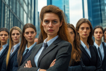 Group of professionally diverse, strong and united women in a modern working environment. image representing the resilience of women in the workforce in a modern, competitive society
