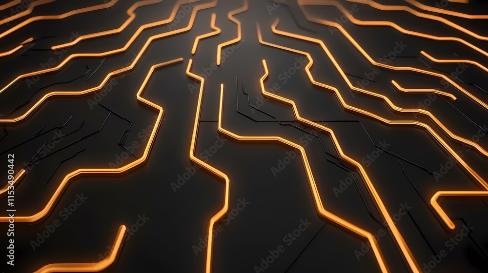 Poster the image shows an abstract pattern of glowing orange lines on a dark gray background, resembling a 