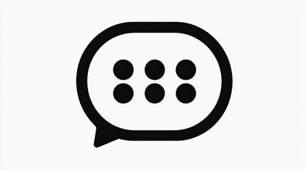 Black Speech Bubble Icon with Dots on White Background