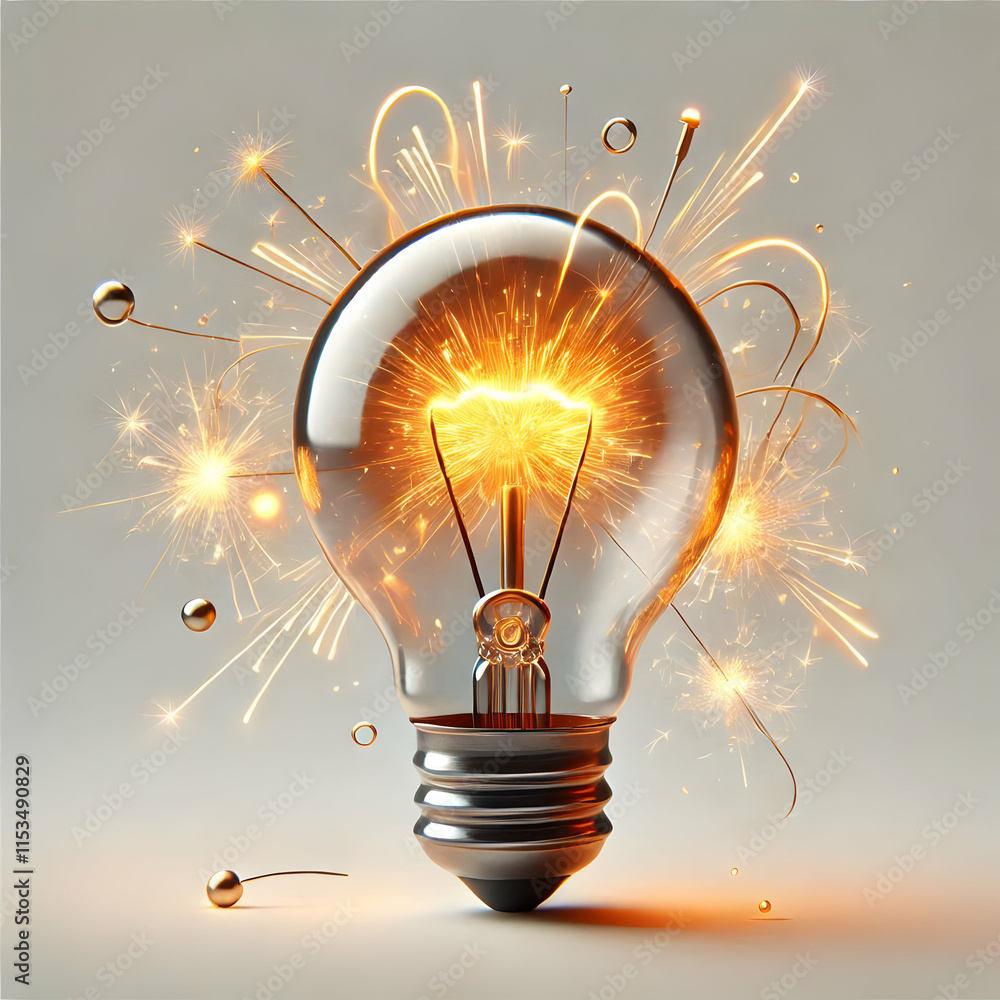 Aufkleber 3d macro lightbulb filament sparking epiphany idea moment copy space concept for advertisements