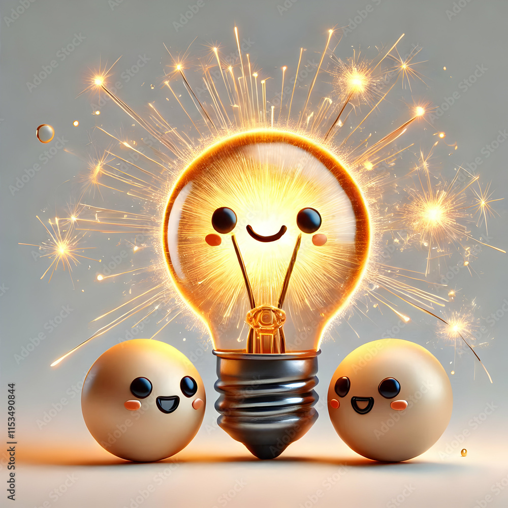 Poster 3d macro lightbulb filament sparking idea epiphany concept with copy space for creative advertisemen