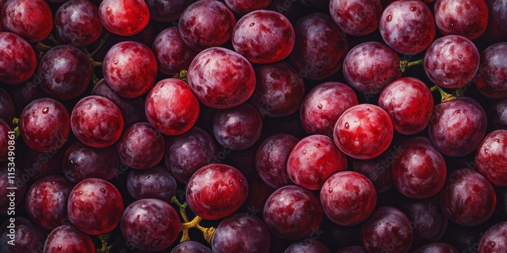 Poster close up view showcasing a large amount of red grapes, highlighting their vibrant color and texture.
