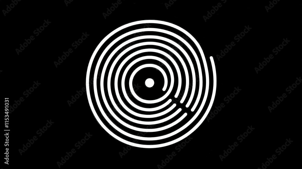 Poster abstract spiral pattern with minimalistic design on dark background